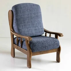 Housse microfibre bi-extensible effet faux uni spéciale fauteuil rustique