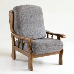 Housse microfibre bi-extensible effet faux uni spéciale fauteuil rustique
