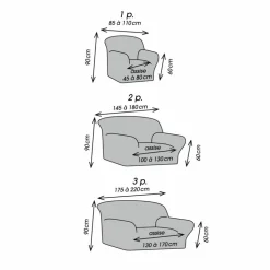 Housse texturée bi-extensible spéciale canapé fauteuil à accoudoirs