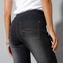 Jean bootcut ultra stretch, maille effet jean, grande stature