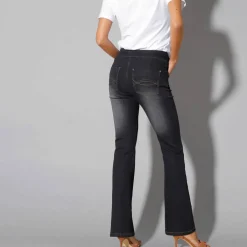 Jean bootcut ultra stretch, maille effet jean, grande stature