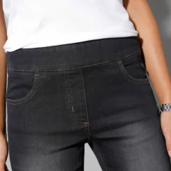 Jean bootcut ultra stretch, maille effet jean, grande stature