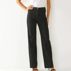 Jean coupe large taille haute, petite stature