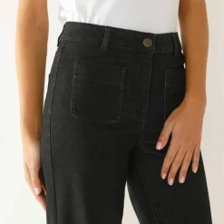 Jean coupe large taille haute, petite stature
