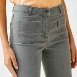 Jean coupe large taille haute, petite stature