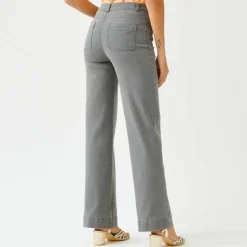 Jean coupe large taille haute, petite stature
