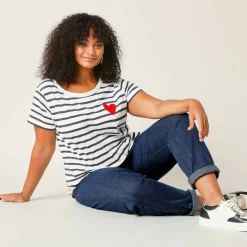 Jean coupe mom taille haute, stretch