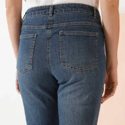 Jean droit à revers 7/8ème, taille haute