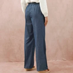 Jean large taille élastiquée, denim léger
