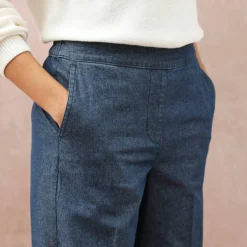 Jean large taille élastiquée, denim léger