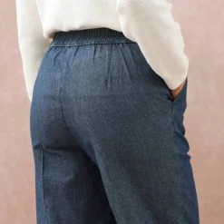 Jean large taille élastiquée, denim léger