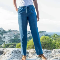 Jean léger coupe mom, taille élastiquée