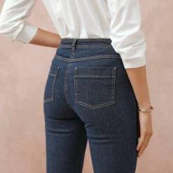 Jean slim taille haute, coupe raccourcie
