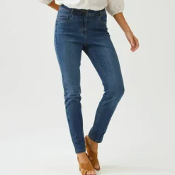 Jean slim, taille haute, petite stature