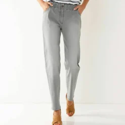 Jean stretch coupe mom confort, taille élastiquée