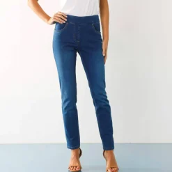 Jegging fuselé ultra stretch, maille effet jean