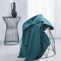Jeté de canapé ou plaid uni nid d’abeille - coton