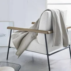 Jeté de canapé ou plaid uni nid d’abeille - coton