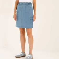 Jupe battle multi-poches, denim léger