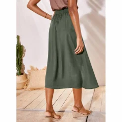 Jupe boutonnée fluide unie, Spécial Petites