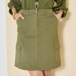 Jupe cargo, twill stretch