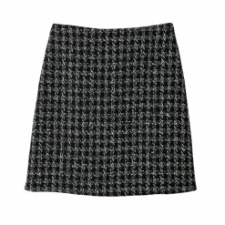 Jupe droite en tweed, à carreaux tissés-teints