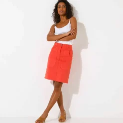 Jupe droite unie, twill