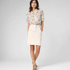 Jupe droite unie, twill
