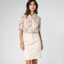 Jupe droite unie, twill