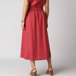 Jupe longue fluide fendue, en viscose lin