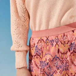 Jupe longue imprimé ikat, taille élastiquée