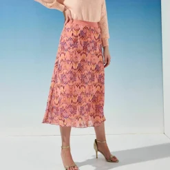 Jupe longue imprimé ikat, taille élastiquée