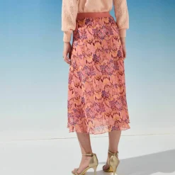 Jupe longue imprimé ikat, taille élastiquée