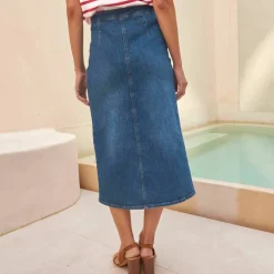 Jupe longue portefeuille en jean
