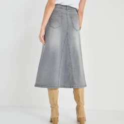 Jupe longue évasée en jean
