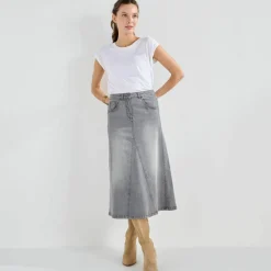 Jupe longue évasée en jean