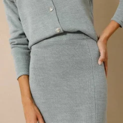 Jupe midi évasée en tricot