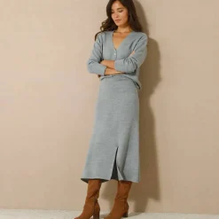 Jupe midi évasée en tricot
