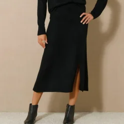 Jupe midi évasée en tricot