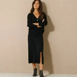 Jupe midi évasée en tricot