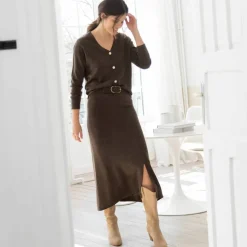 Jupe midi évasée en tricot