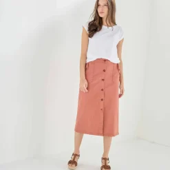 Jupe mi-longue boutonnée