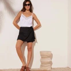 Jupe-short nouée, unie