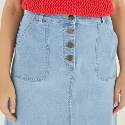 Jupe trapèze en jean, boutonnée