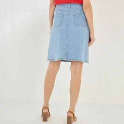 Jupe trapèze en jean, boutonnée