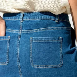Jupe trapèze en jean, boutonnée