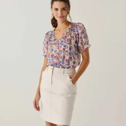 Jupe unie poches boutonnées