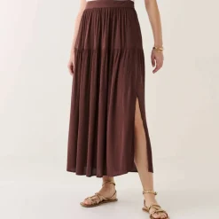 Jupon long uni fente côté