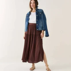 Jupon long uni fente côté