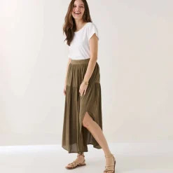 Jupon long uni fente côté